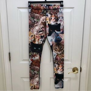 Novelty Cat Pattern Multicolored Leggings. Size L